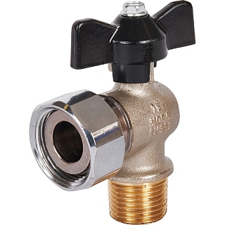 Кран шар. с нак. гайкой угл., баб. НР 1/2x3/4 (SVB-0010-001520) STOUT