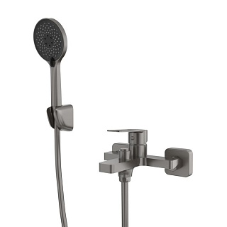 Смеситель д/ванны "KOBE" (KOB-1014) оружейная сталь, перекл.кнопка, короткий  излив TOKITO