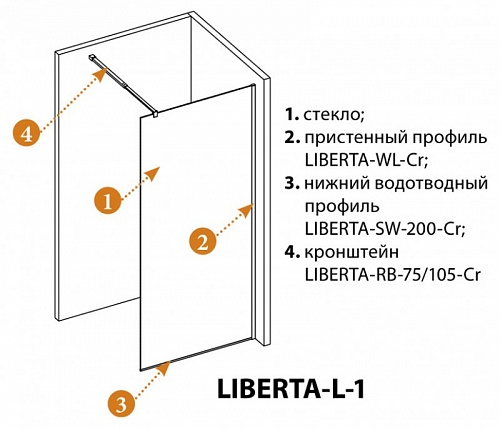 ДУШЕВАЯ ПЕРЕГОРОДКА CEZARES LIBERTA-L-1 120-C-Cr