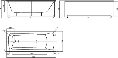 Прямоугольная ванна Либра NEW 170 см