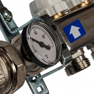 Коллектор 5-вых. нерж.ст. с кранами, терм., воздухоотв.. (SMS 0912 000005) STOUT