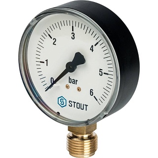 Манометр 0...6 bar, Dn80 1/2" радиал. (SIM-0010-800615) STOUT