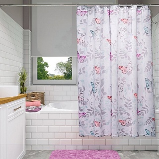 Штора д/ванной комнаты 180*180 "БАТТЕРФЛЯЙ" полиэстер (РН192)