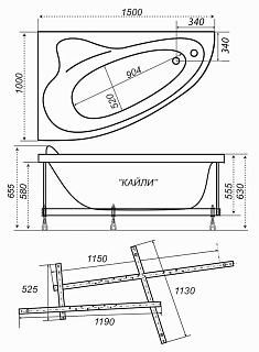 Ванна акриловая Кайли,150х100 правая + каркас + фр.экр.  TRITON