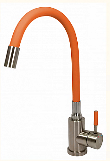 Смеситель д/кухни SOLID d35 оранжевый гибкий излив, нерж. гайка 3510 ARGO 43332 
