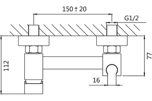Смеситель с гиг. душ настенный черный SHEVANIK S137H