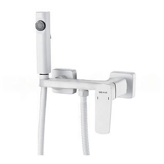 Смеситель с гиг. душ настенный белый мат. SHEVANIK S9905C-1