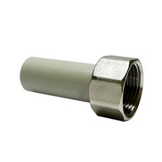 Патрубок пер. пласт. с нак. гайк.32х1" серый (2/60) ПРО АКВА (PA29018G)