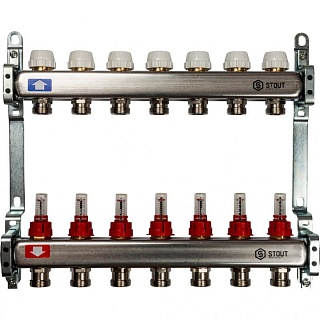 Коллектор 7-вых. нерж.ст. с расходомер. (SMS 0917 000007) STOUT