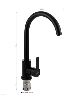 MAGNUS Смеситель д/кухни, ЧЕРНЫЙ из нерж ст марка 304 код 9201