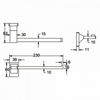 Полотенцедержатель ROSE RG1606H 23см подвесной, черный матовый
