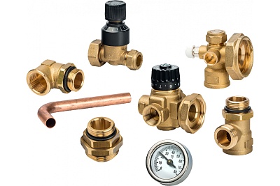 Узел насосно-смесительный с термостатическим клапаном и байпасом, без насоса (SDG-0120-002000) STOUT