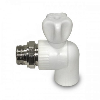 Вентиль для радиатора с амер. 25*3/4 (угловой) белый (5/45)  ТЕВО