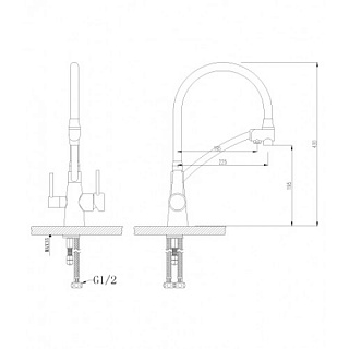 Смеситель д/кухни "COMFORT"  (3071С-Gray) 35 мм. под фильтр с гибким изливом серый LEMARK ВЫГОДА!!