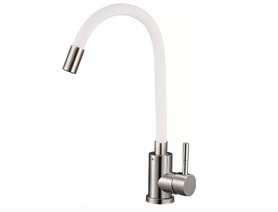 Смеситель д/кухни Solone (EZA4-F090KW) ф35 гибкий излив белый нерж.