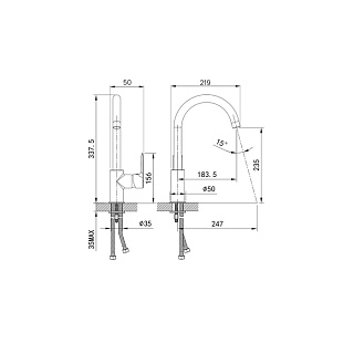 Смес. д/кухни  Cuba под фильтр сатин CUBBNFJi05 ВЫГОДА!!!