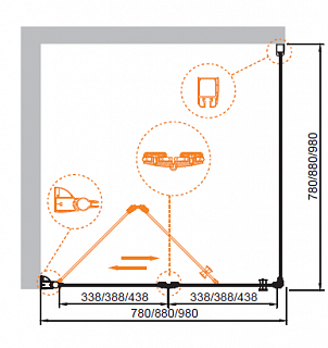 ДУШЕВОЙ УГОЛОК CEZARES ELENA AS-1 100-C-Cr
