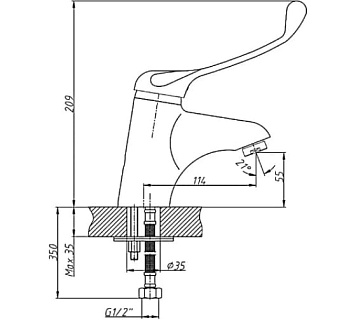 Смеситель д/раковины Haiba HB1054 хром с хирург.ручкой