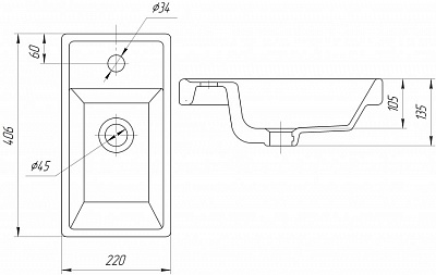 Комплект мебели 40 "Урал-40" напольная 1 дв. стекло MISTY (ум.Енисей-40/COMO-40)