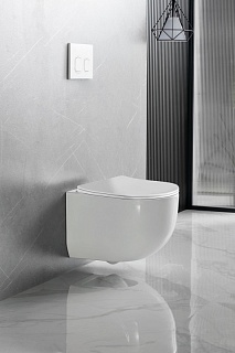 Унитаз подвесной безободковый Vincea "Globo" TORNADO белый сиденье slim м/л  VT1-52T 