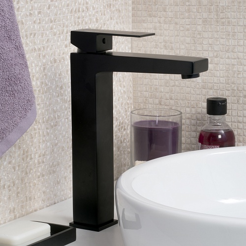 Смеситель д/умывальника "Abens" (2003H) высокий черный  WasserKraft