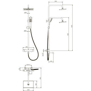 Душевая система HARD нерж. d35 с поворотным изливом 3505/С ARGO 43968 