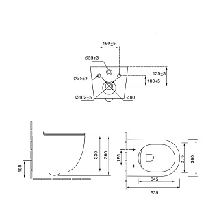 Унитаз подвесной безободковый Vincea "Globo" Tornado антрацит матовый сиденье slim м/л  VT1-14TMA