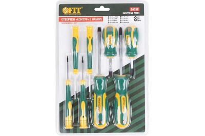 Набор отверток 8 шт "Контур" FIT прорезиненные ручки (56038)