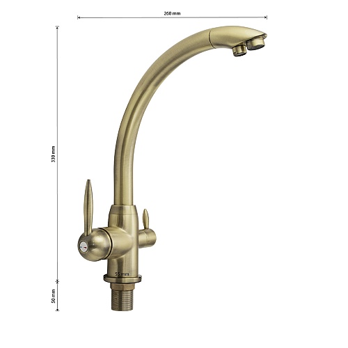MAGNUS Смеситель д/кухни, БРОНЗА, под фильтр, латунь код 8246
