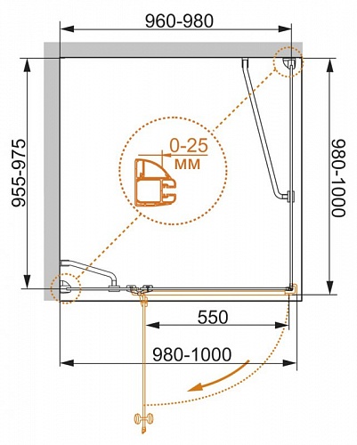 ДУШЕВОЙ УГОЛОК CEZARES VERONA A-1 90-P-Cr-R