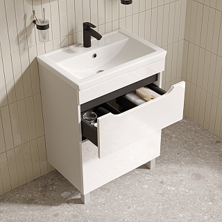 Комплект мебели 60 "Ray-60" напольная, белый глянец эмаль 2 ящ. IDDIS (ум.Zodiac/Ray-60) RAY60WFi95K