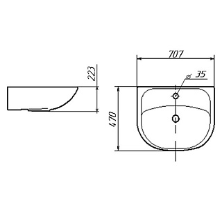 Комплект мебели 70 "Амур-70" напольная 1 дв.+2 ящ. белая MISTY (ум.Амур,70)
