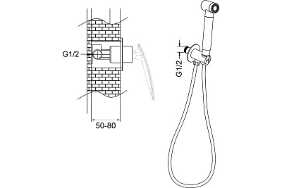 Смеситель с гиг. душ встраиваемый хром ROSE R1105