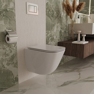 Унитаз подвесной безободковый Vincea "Demi" TORNADO белый .сиденье slim м/л  VT1-55T