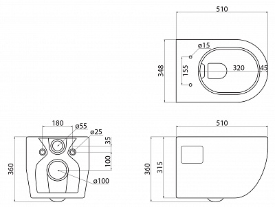 Унитаз подвесной Cezares "ECO" безободк. сид.м/л (CZR-526-TH-R/2040SC) АКЦИЯ!! СНЯТО С ПРОИЗВОДСТВА