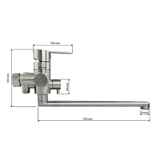 MAGNUS Смеситель д/ванны, нерж. ст 304. код: 9229