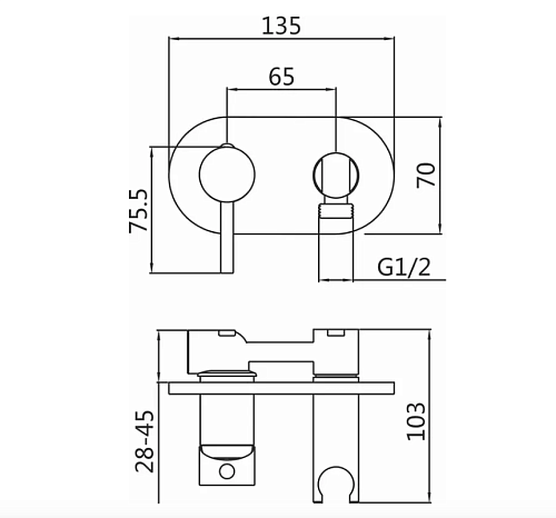 Смеситель с гиг. душ встраиваемый хром SHEVANIK S187