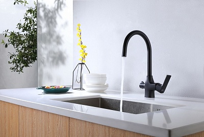 Смеситель д/кухни "URSUS" (7261BL) под фильтр черный LEMARK ВЫГОДА!!