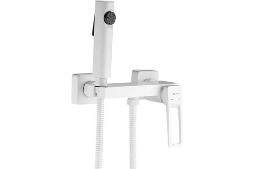 Смеситель с гиг. душ настенный белый мат. SHEVANIK S6805C-1