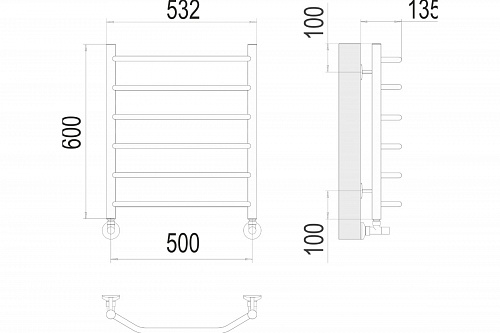 Полотенцесушитель 500х600 П6 "Виктория" TERMINUS