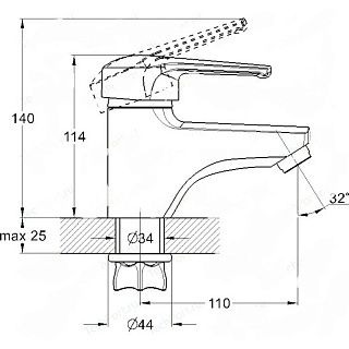 Смеситель д/раковины G-lauf (LWZ1-A182) ф40 гайка