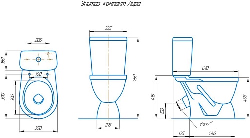 Унитаз-комп "Лира" декор черный (КСФ) 