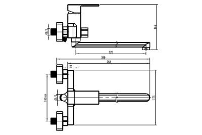 Смеситель д/ванны OSTER картр. d35  длинный излив  35L35/К  ARGO 44463