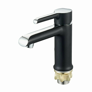 Смеситель д/раковины G-lauf (ZOK1-A036YB) лат ф35 ЧЕРН.МАТ./ХРОМ экономия воды, гайка