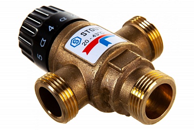 Клапан термостатический смесительный для систем отопления и ГВС 3/4" НР 20-43С Kv1.6 (SVM-0120-164320) STOUT