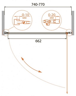 ДУШЕВАЯ ДВЕРЬ В НИШУ CEZARES RELAX-B-1 75-P-Bi-R