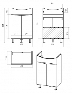 Комплект мебели 50 "Смайл-50" напольная 2 дв. MISTY (ум.Рива Сити N-50)