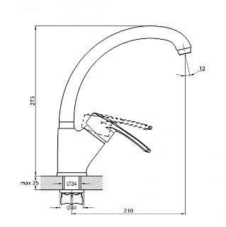 Смеситель д/кухни G-lauf (9G4-A181KS/A180KS/9G-9180KS) ф40 лат. бок.с гайкой мрамор 