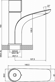 Смеситель д/умывальника GELIOS d33  3504L хром/белый ARGO 41930 АКЦИЯ