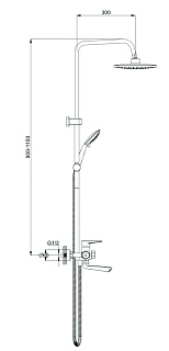 Смеситель д/душа G-lauf (NUD16-A045YB) ЧЕРНЫЙ МАТ, на стационарной стойке ф35 